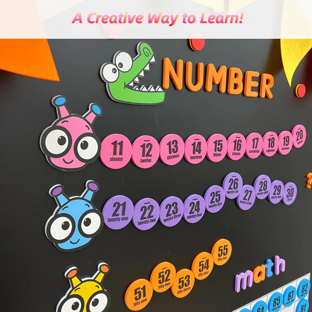 Kids Educational Posters - 118 مجموعة الرياضيات الحيوانية الكرتونية المغناطيسية،
