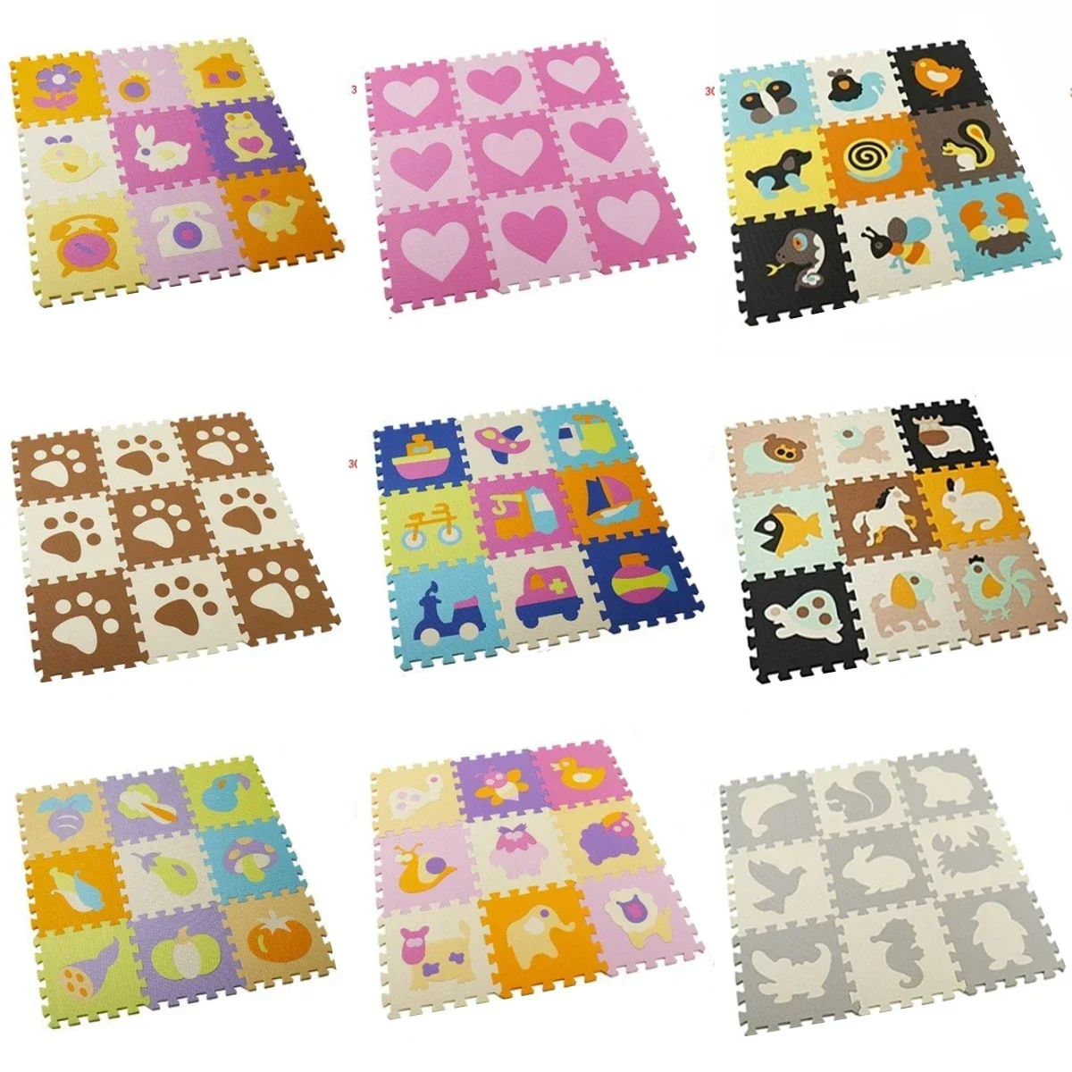 Kids Education Rug - 30*30*1 سنتيمتر 9 قطعة مجموعة الكلمة