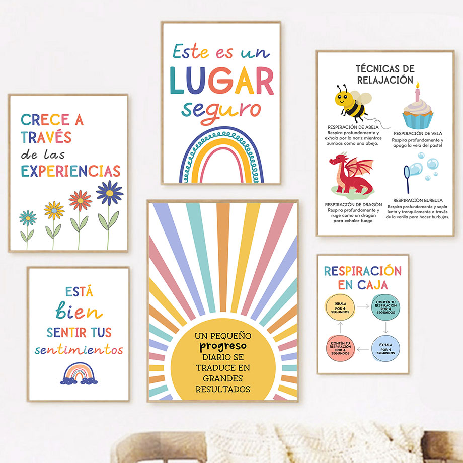 Kids Educational Posters - التعليم الاسباني شعار قوس قزح أشعة