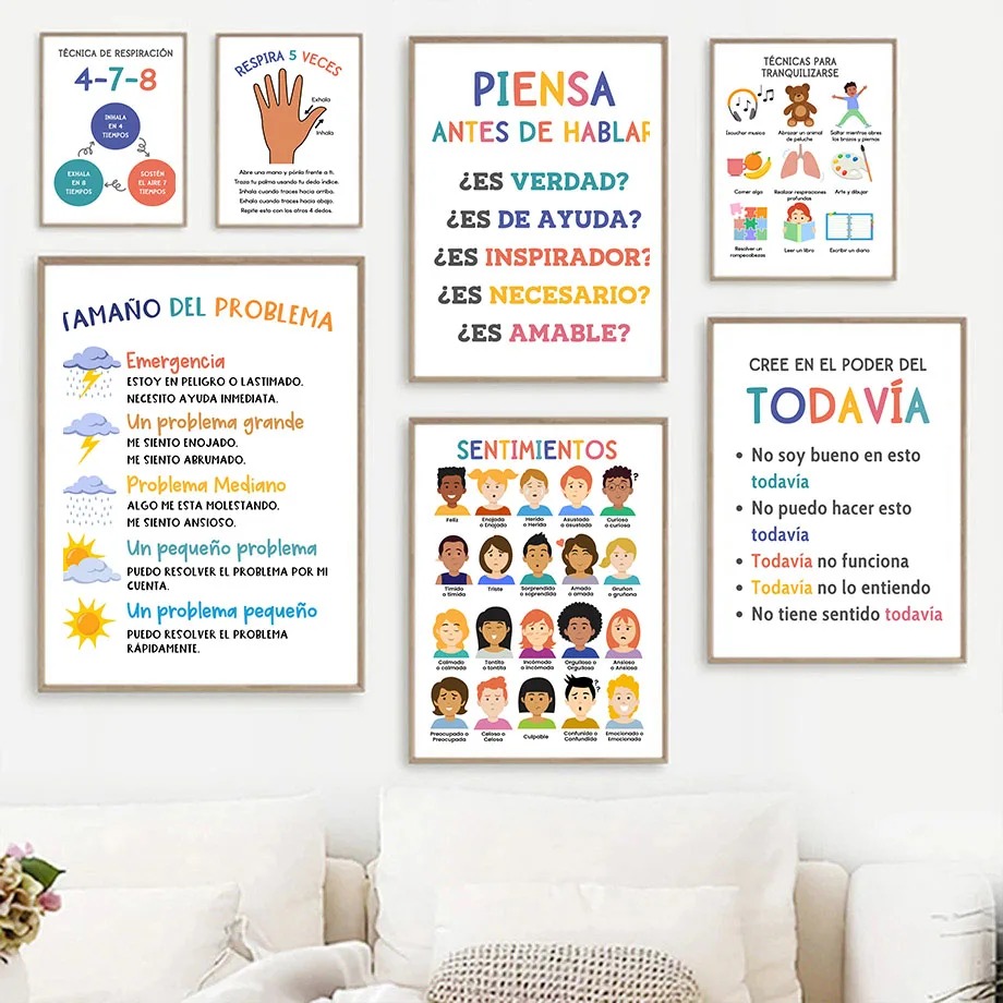 Kids Yoga Education - ملصق تعليمي للأطفال باللغة الإسبانية عن