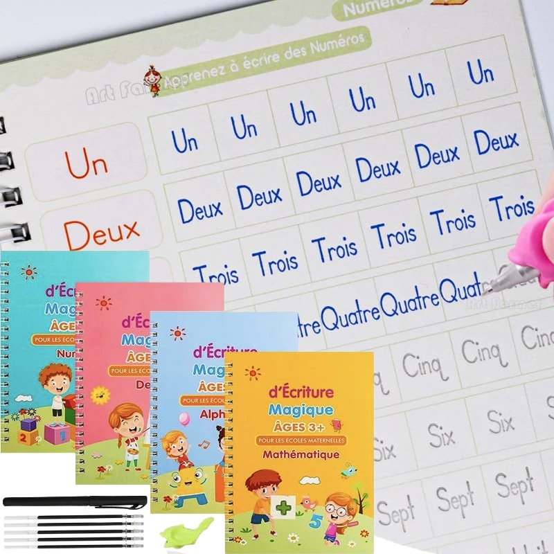 Kids Education Laptop - كتاب نسخ سحري فرنسي، كتاب ممارسة