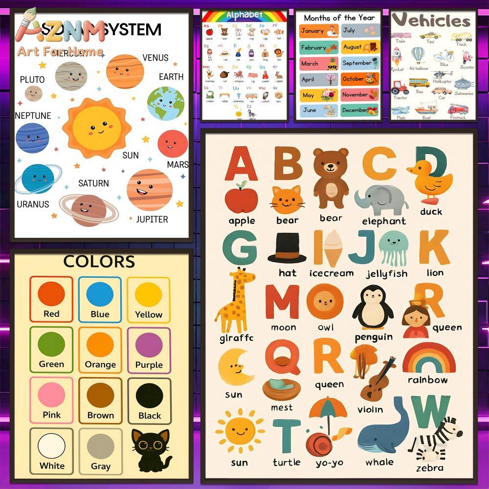 Kids Educational Posters - ملصق تعليمي للأطفال من AZNM مطبوع