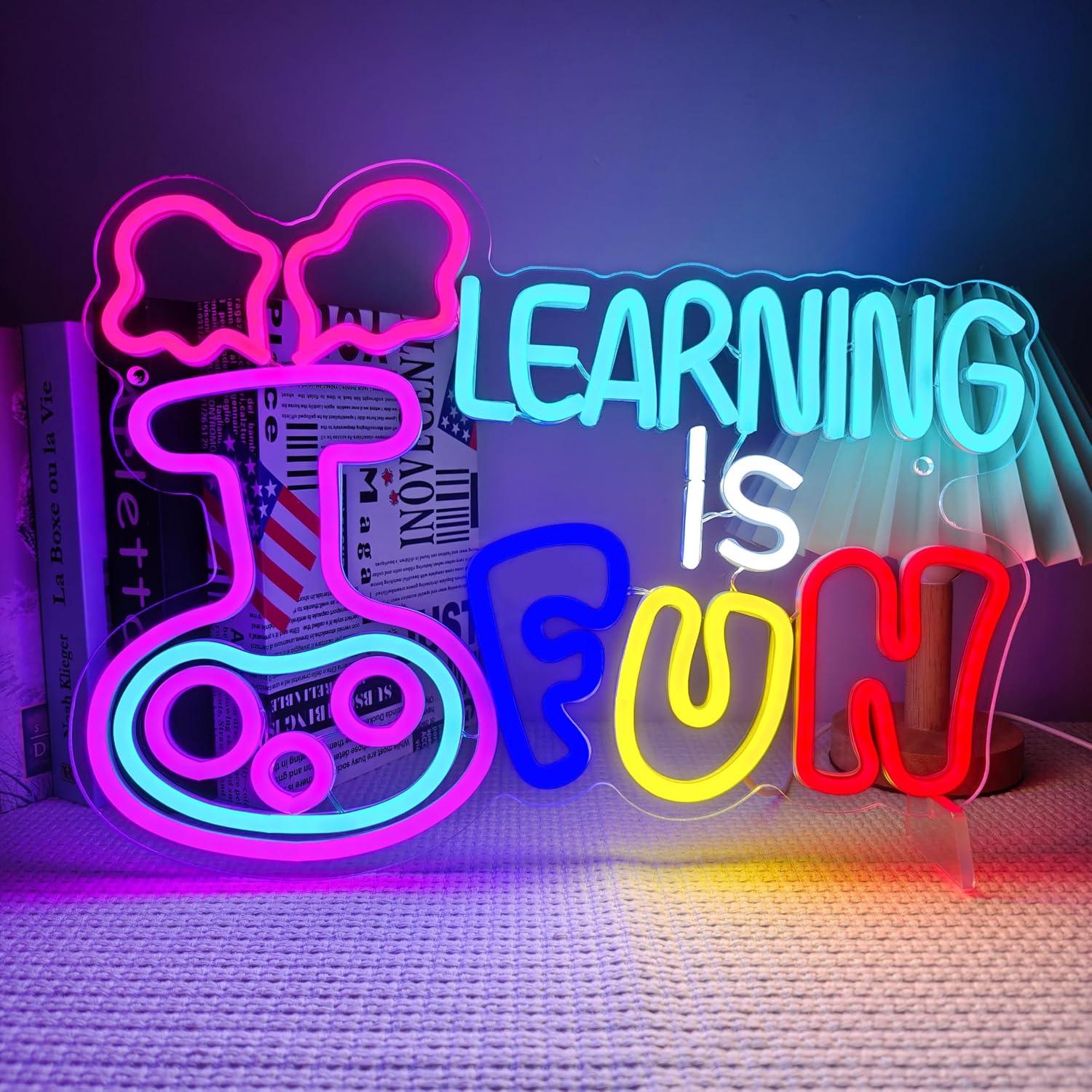 Kids Education Motivation - التعلم ممتع - لافتة نيون بإضاءة