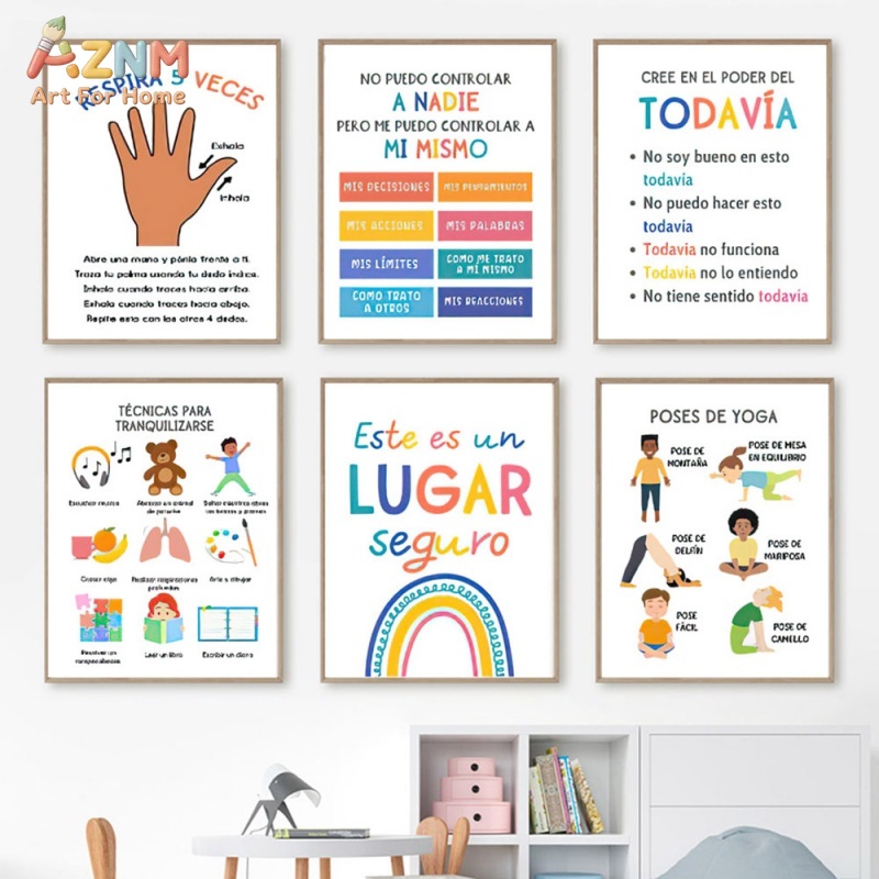 Kids Yoga Education - لوحة قماشية إسبانية للأطفال حول الصحة