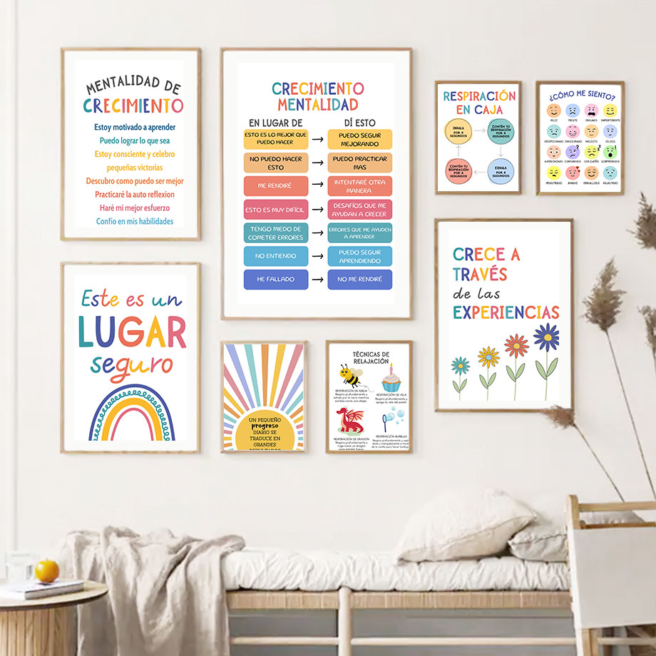التعليم الاسباني شعار قوس قزح  - مراجعة Kids Educational Posters وسعره