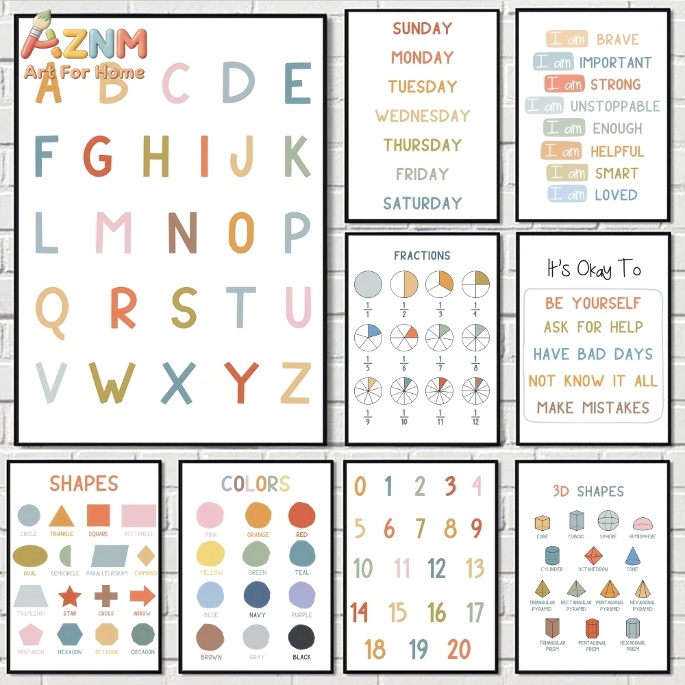لوحة جدارية تعليمية للأبجدية و - مراجعة Kids Educational Posters وسعره