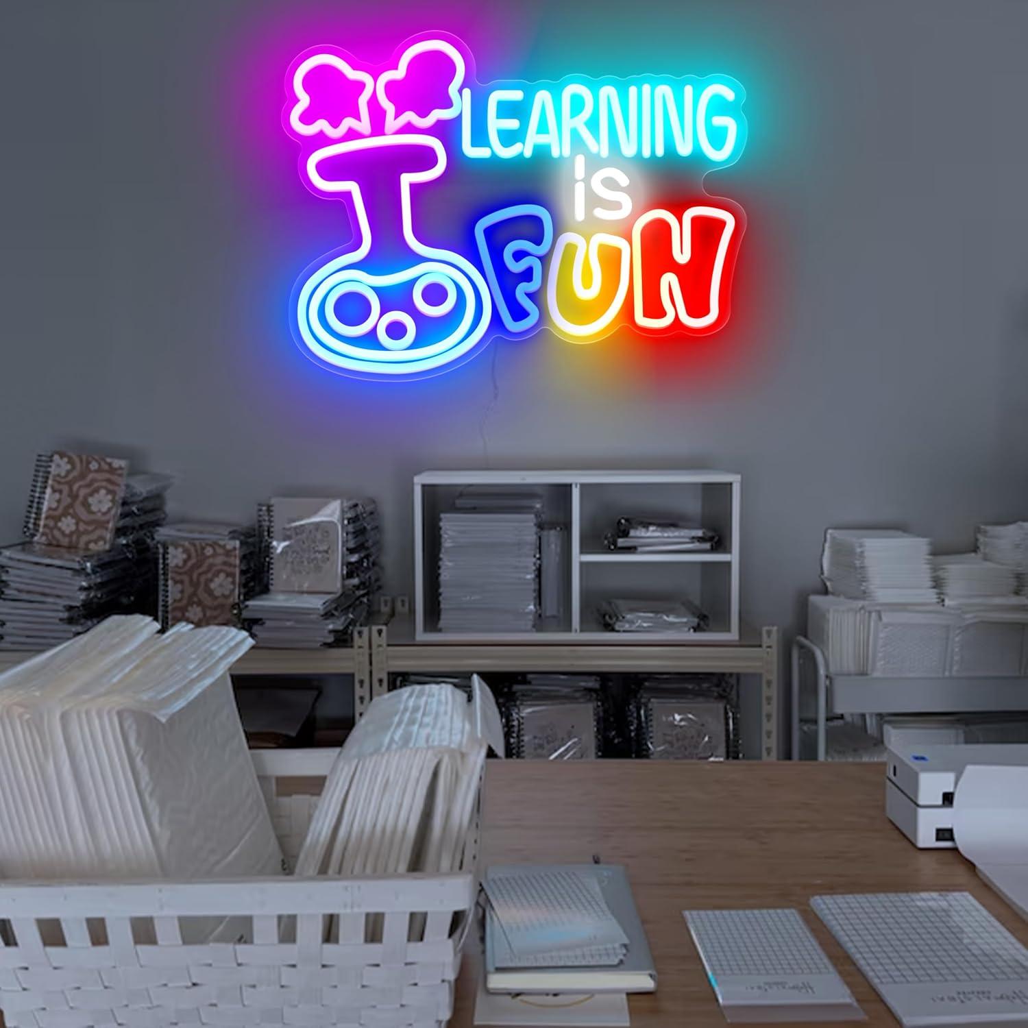 التعلم ممتع - لافتة نيون بإضاء - مراجعة Kids Education Motivation وسعره