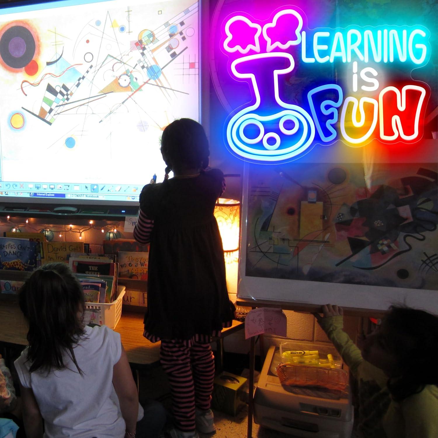 التعلم ممتع - لافتة نيون بإضاء - مراجعة Kids Education Motivation وسعره